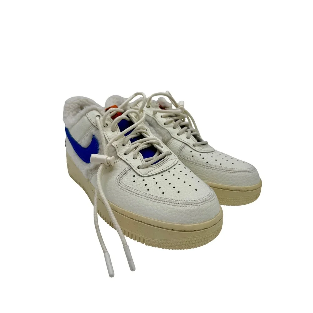 Nike Air Force 1 07 Premium Sherpa Fleece Womens 9.5 Sail Blue DO6680-100 EUC